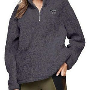 Victoria's Secret PINK Dark Gray Sherpa Half Zip